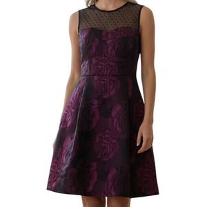 NANETTE LEPORE Juliet Rose Lace Trim Fit/Flare Dress‎ EUC Size 12